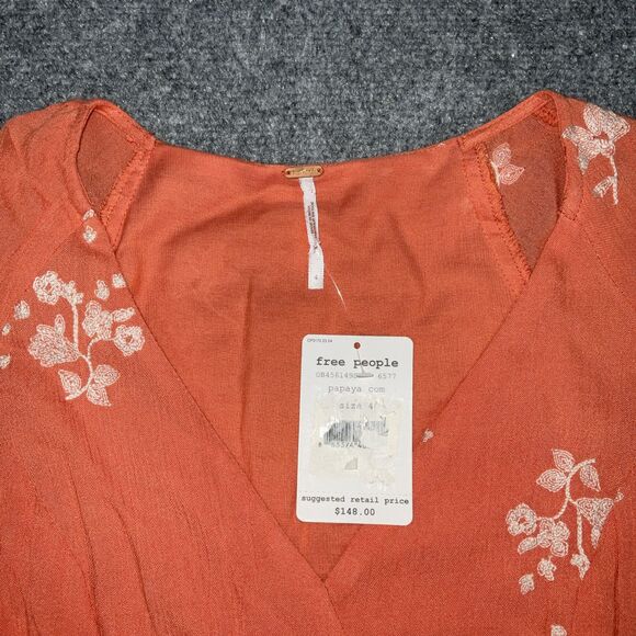 Free People Orange Floral Mini Dress - Picture 2 of 10